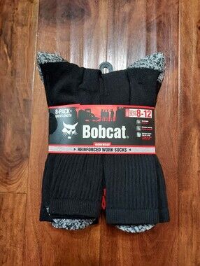 Men’s Black Reinforced Work Socks - 8-Pack (Size 8-12)
